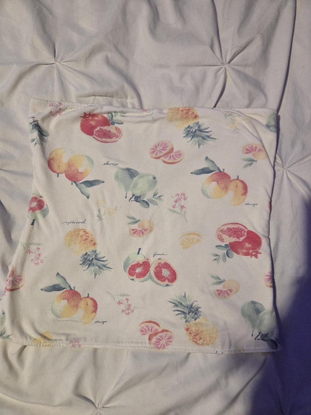Hollister White Strapless Tube Top with Pastel Fruit Print